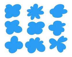 Abstract Blob Floral Shape Collection. A collection of 9 abstract floral elements in smooth blob style with playful petal shapes rounded silhouettes. Perfect for aesthetic compositions vector