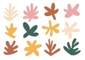 Abstract Botanical Cutout Leaf Shape. A modern collection of 12 abstract hand cut botanical leaf shapes featuring playful silhouettes and more. Perfect for decor posters and organic compositions vector
