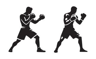 Boxing athlete masculine man silhouette isolated on transparent white background vector
