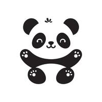 Cute funny panda silhouette logo icon isolated on white background vector