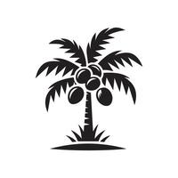 Coconut tree or palm tree black solid silhouette icon design on white background vector
