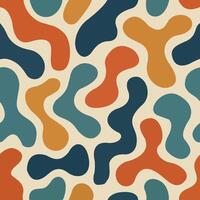 Seamless Retro Abstract Organic Blob Pattern in Bold Teal Orange Mustard and Cream for Surface Design vector