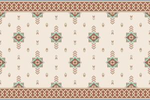 Seamless southwestern ethnic pattern with diamond motifs and arrow elements in cream, turquoise and terracotta colors. Perfect for textile, home decor, digital backgrounds, bohemian design projects. vector
