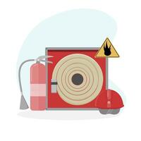 Fire Fighting Equipment, Protocols and Procedures, Fire Alarm Systems. Fire Safety Training, Fire Safety Protocols with Checklists. Modern Flat Style. vector