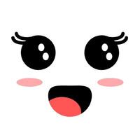 Kawaii Face Expression - Happy with Open Mouth vector