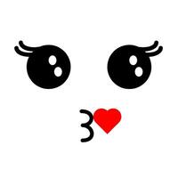 Kawaii Face Expression - Blowing Kiss with Heart vector
