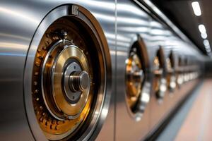 Close up of combination lock mechanism showing intricate details and secure design photo