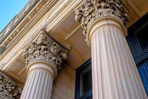 Corinthian columns supporting classical building facade photo