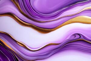 Purple and gold marble texture background creating a luxurious and elegant design photo