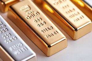 Gold and silver bars representing investment and financial security photo
