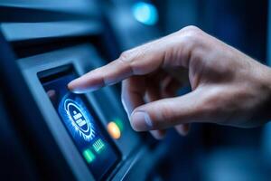 Engineer activating operating system update on futuristic control panel photo