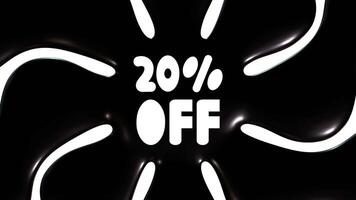 20 Percent Off With Black And White Background Animation video