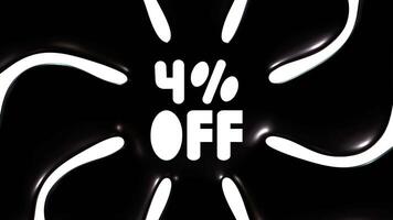 4 Percent Off With Black And White Background Animation video