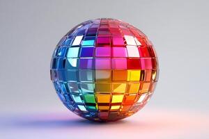 Vibrant multicolored glass sphere with geometric pattern photo