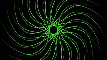 Green Spiral Line Pattern on Black Background Loop Animation video