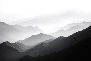 Black and white mountain ridges creating stunning landscape vista photo