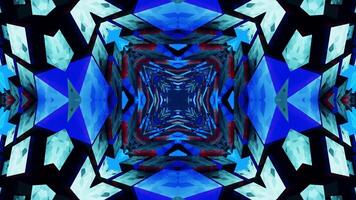 Blue and black abstract design with star in the center. Kaleidoscope VJ loop video