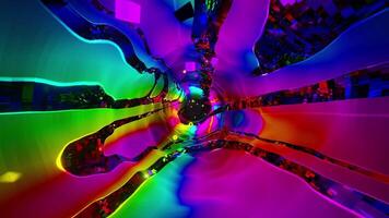 Rainbow tunnel with moving objects . Loop animation video