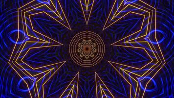 Very colorful and intricate design with blue background. Kaleidoscope VJ loop video