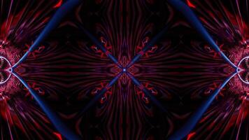 Red and blue abstract design with black background. Kaleidoscope VJ loop video