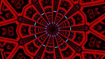Red and black abstract design. Kaleidoscope VJ loop video