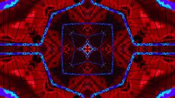 Red and blue abstract design with star in the center. Kaleidoscope VJ loop video