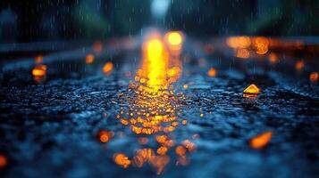 Water droplet splashing creating concentric ripples on blue water surface photo