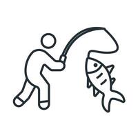 fishing icons line Flat style design vector