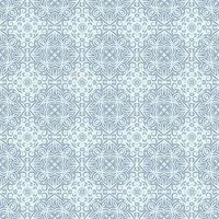 Seamless pattern with intricate lace ornamental design. Blue grey damask geometric background with sophisticated and elegant shapes for textile, wallpapers, linen vector