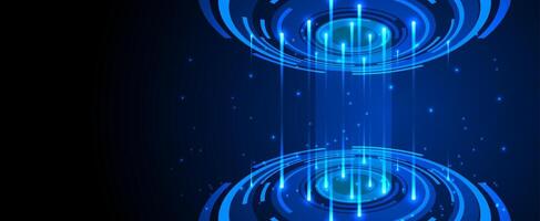 Blue technology ring background with communication connection with futuristic light effect. vector
