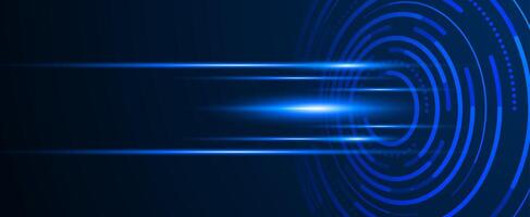 Dark blue technology background with futuristic circle lines and light effects. hi-tech template. design vector