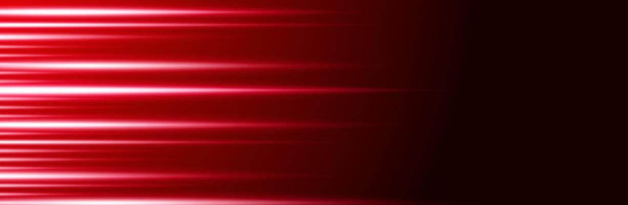 Red speed lines on black background with neon light effect for web banner. design.