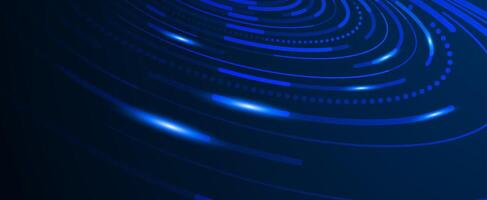 Futuristic blue technology background with curves lines and light effects. banner template. design vector