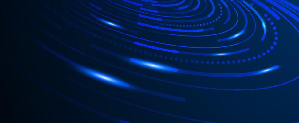 Futuristic blue technology background with curves lines and light effects. banner template. design