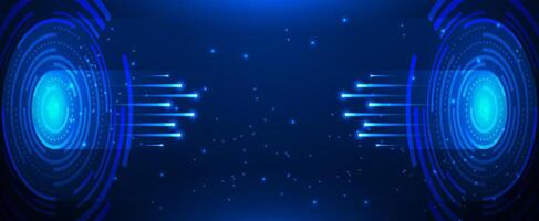 Futuristic digital blue technology ring with light effect shining from circle on dark background. for banner and web vector