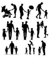 Father and Child Silhouettes - Minimalist Family Bonding Moments for Modern Design vector