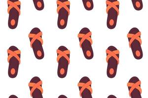 Repeating pattern with brown sandals on white background vector