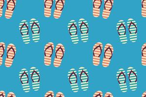Seamless pattern with striped flip-flops on bright blue background vector