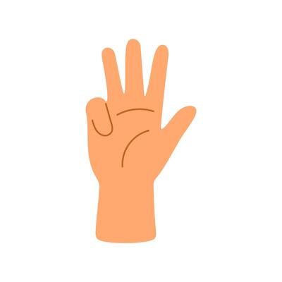 Four Educational Finger Counting Hand Signs