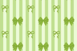 Seamless pastel green background with green ribbon bows in striped pattern vector