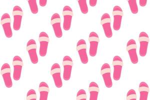 Seamless pattern with pink and white slippers on white background vector