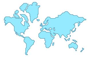 Simplified illustration of world map in light blue color vector