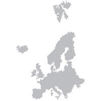 Stylized map of the continent Europe consisting of hexagons vector