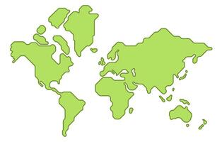 Stylized illustration of world map in green color vector