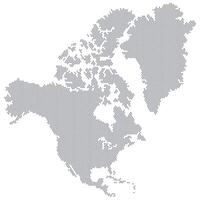 Stylized map of the continent North America consisting of hexagons vector