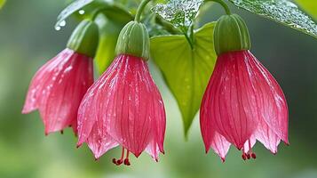 Fuchsia flowers, raindrops, fuchsia flowers, raindrops, fuchsia photo