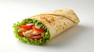 Tomato and Lettuce in Pita Wrap, Food Photo