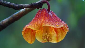 A close up of a flower with water droplets on it photo