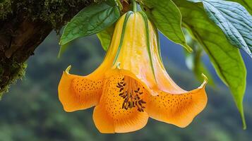 A flower that is hanging from a tree, flower photo