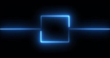 Abstract neon glowing frame product presentation stage neon blue square seamless loop. video